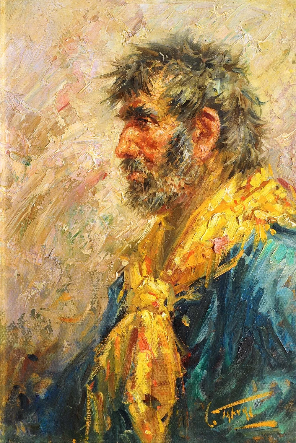 Profilo d'uomo con foulard